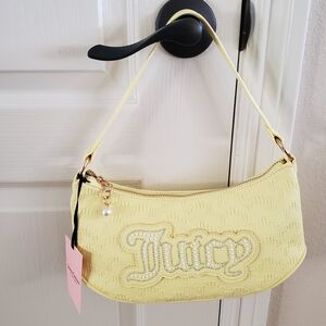 Juicy Couture Yellow Pear Emboss String Of Pearls Shoulder Bag NWT